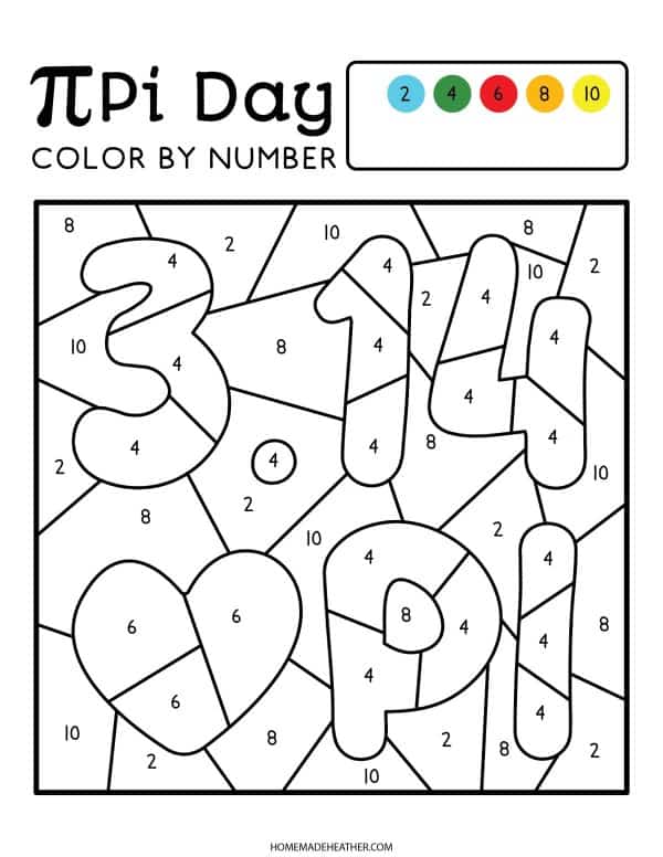 Pi day color by number printables homemade heather