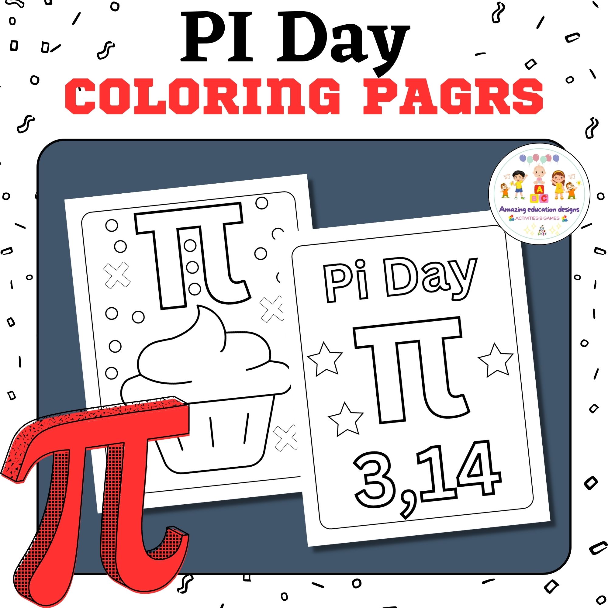 Pi day coloring pages made by teachers