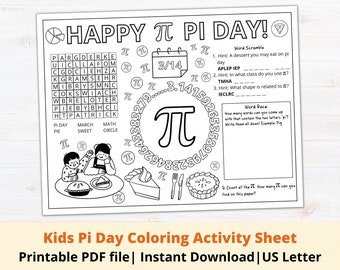 Printable kids pi day coloring activity sheet kids pi day worksheet pi day classroom activity pi day coloring pi day activity ideas