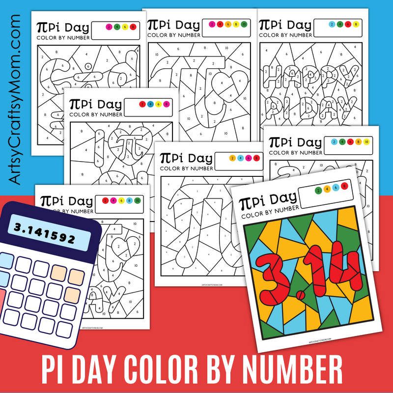 Pi day color by number sheets