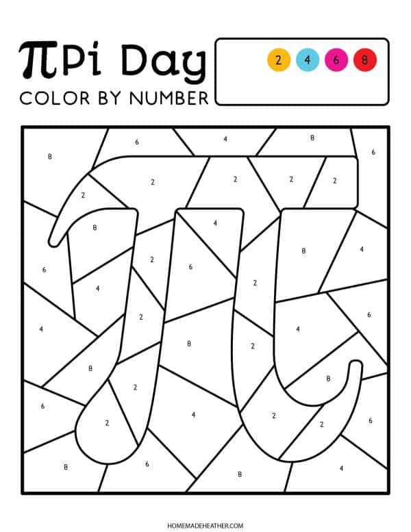 Pi day color by number printables homemade heather