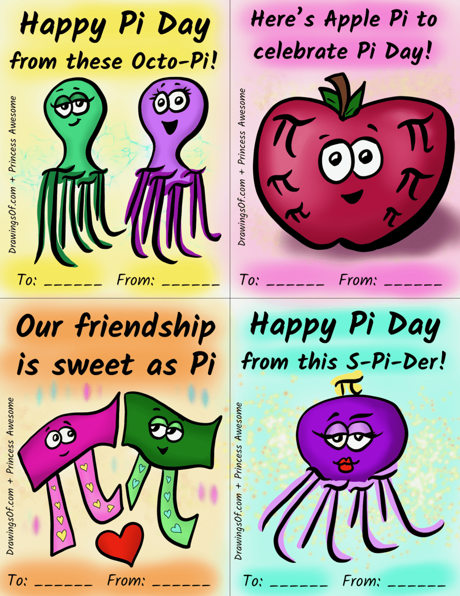 Pi day printable art activity coloring cute cards free