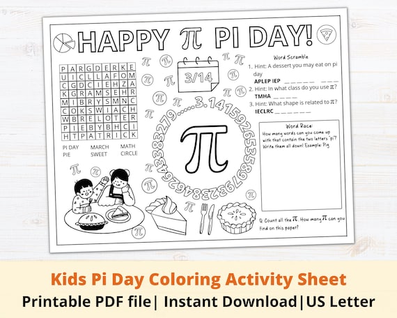 Printable kids pi day coloring activity sheet kids pi day worksheet pi day classroom activity pi day coloring pi day activity ideas