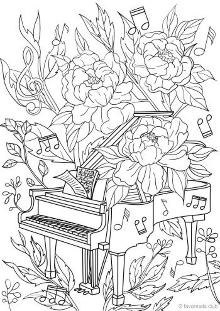 Piano printable adult coloring page from favoreads coloring