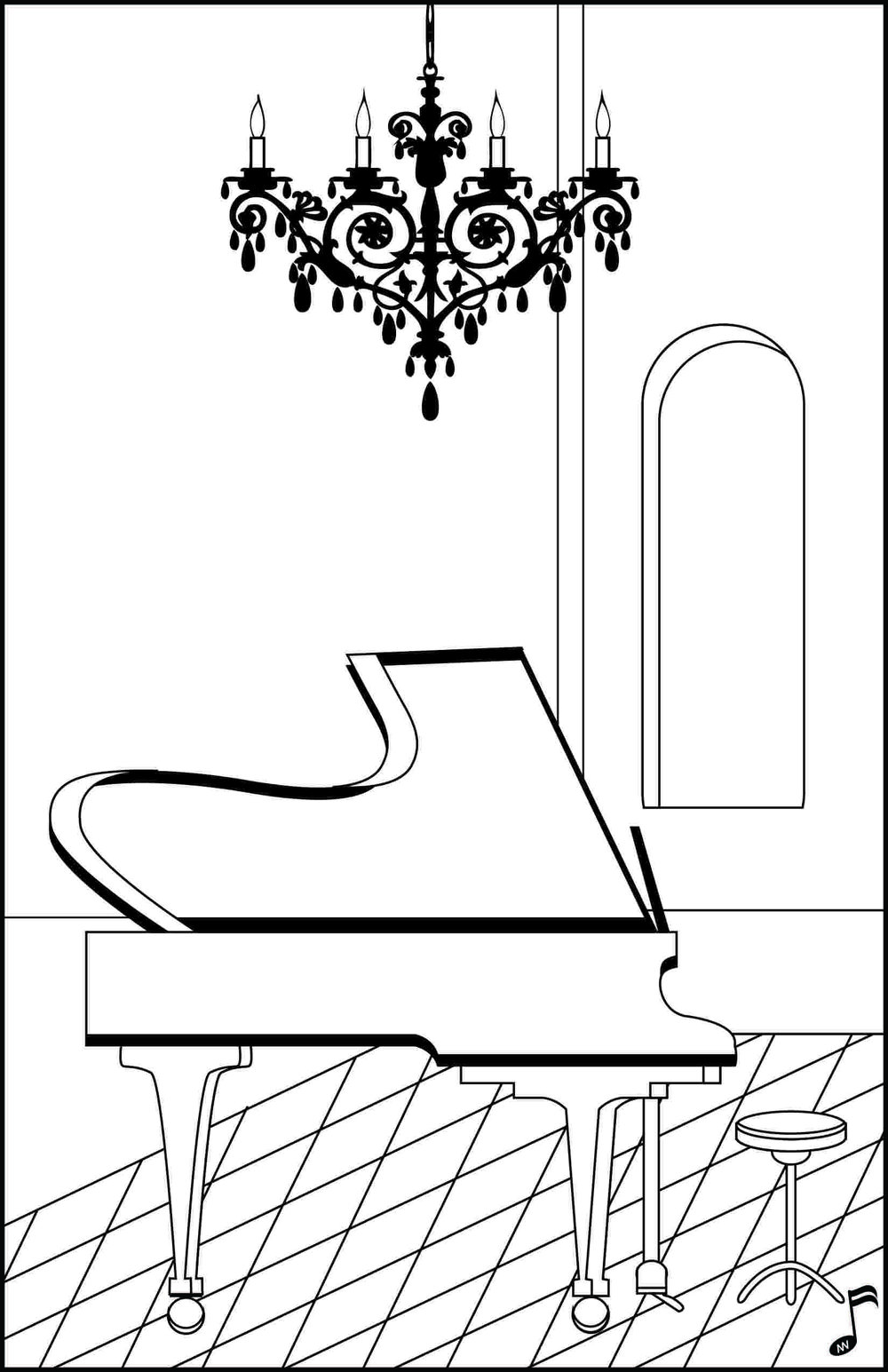 Art deco piano coloring page â leila viss pk