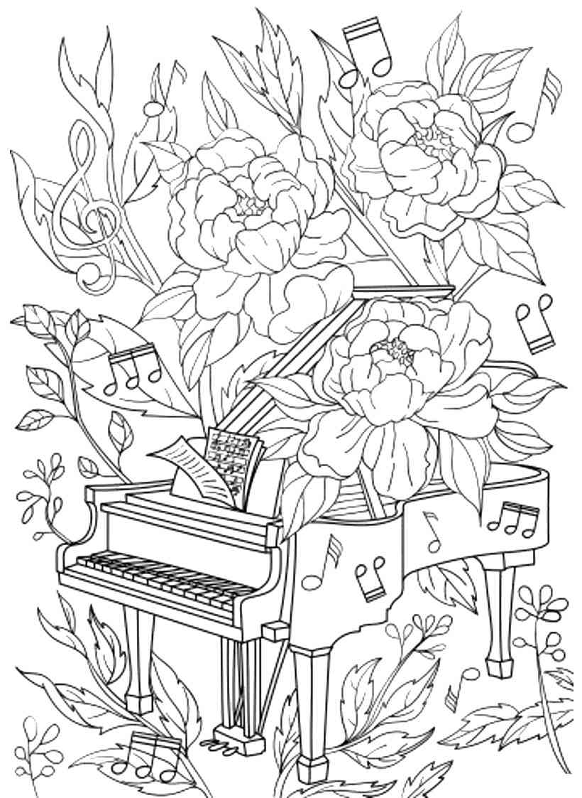 Piano coloring pages for adults