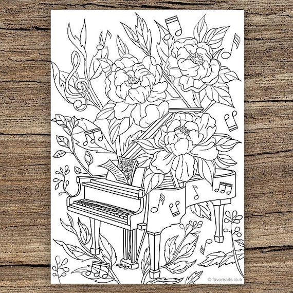 Piano printable adult coloring page from favoreads coloring book pages for adults and kids coloring sheets colouring designs