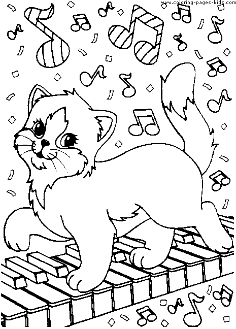 Cat playing the piano color page free printable coloring sheets for kids