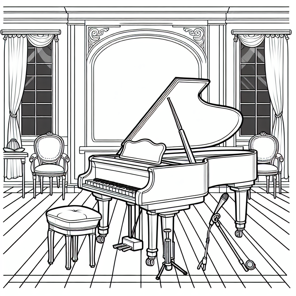 Piano coloring page