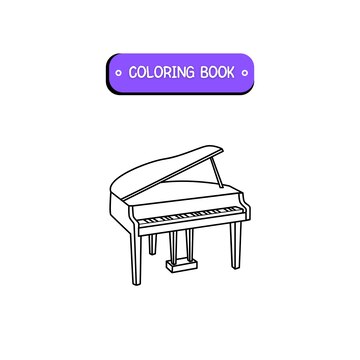 Premium vector hand drawn piano kawaii coloring book illustration