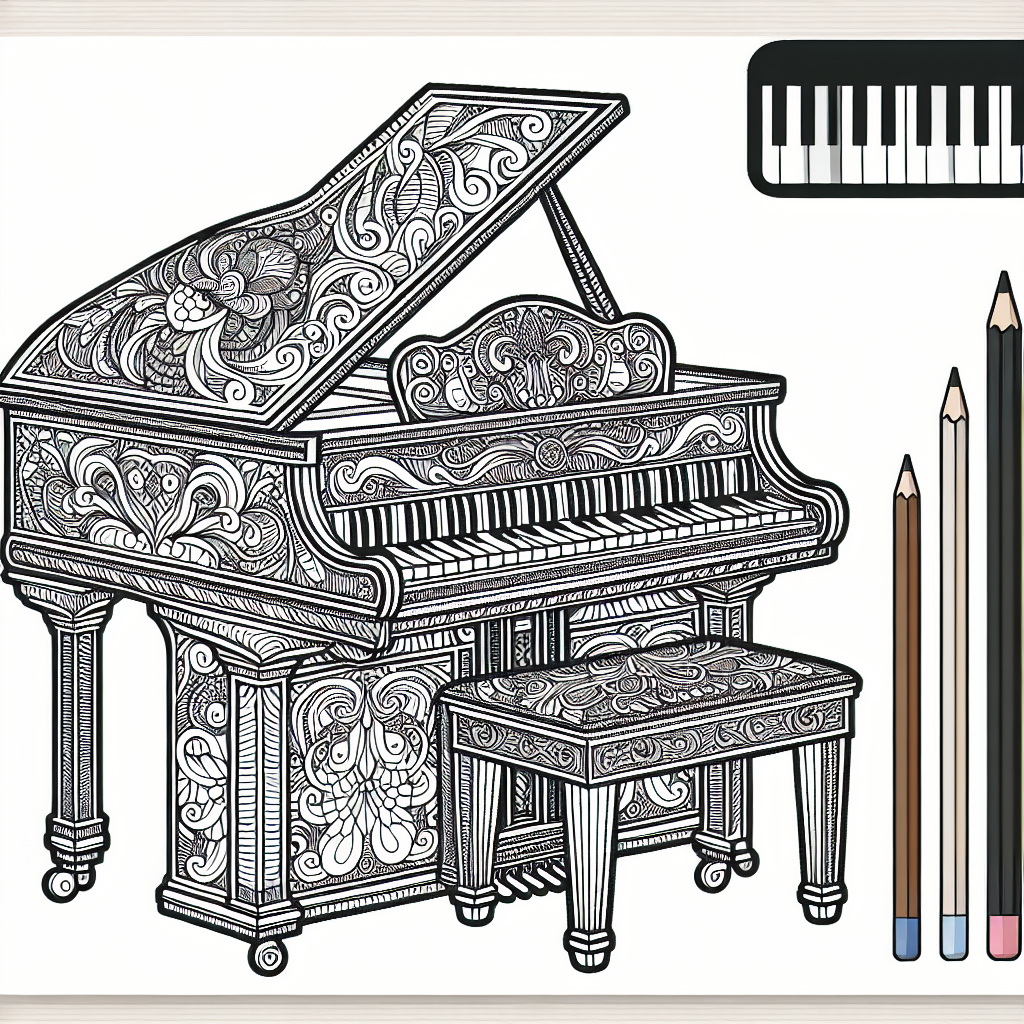 Piano coloring page