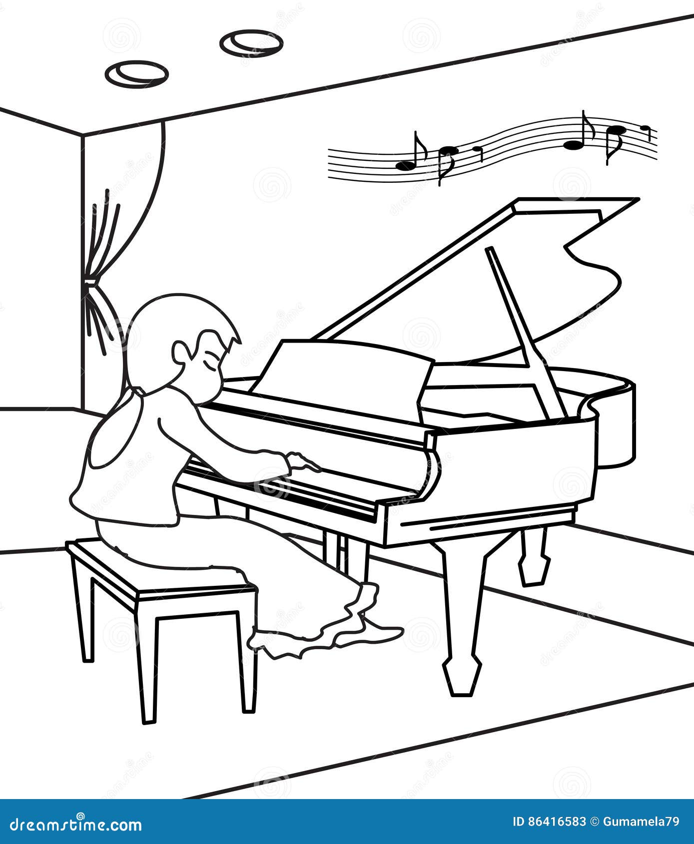 Pianist coloring page stock illustration illustration of book