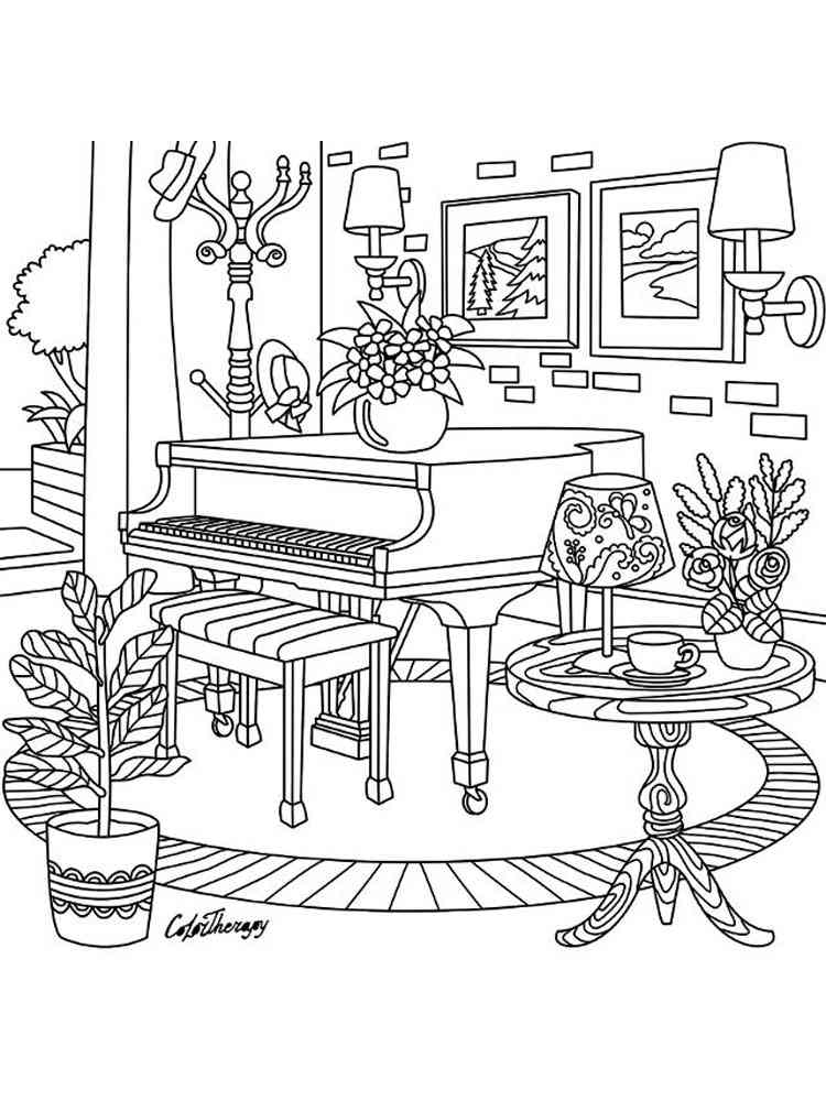 Piano coloring pages for adults