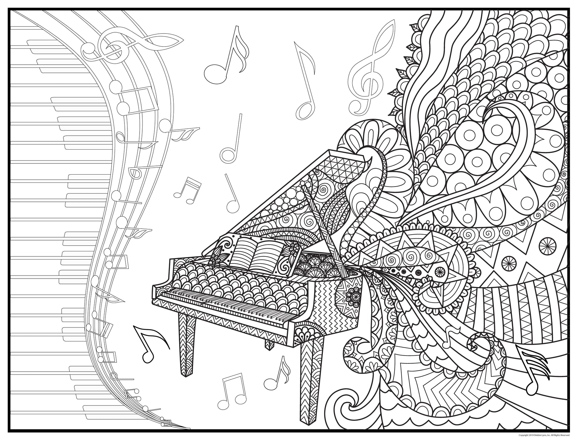 Music piano personalized giant coloring poster x â debbie lynn