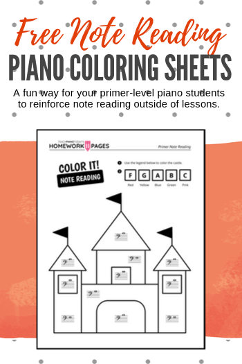 Note reading coloring pages for primer piano kids