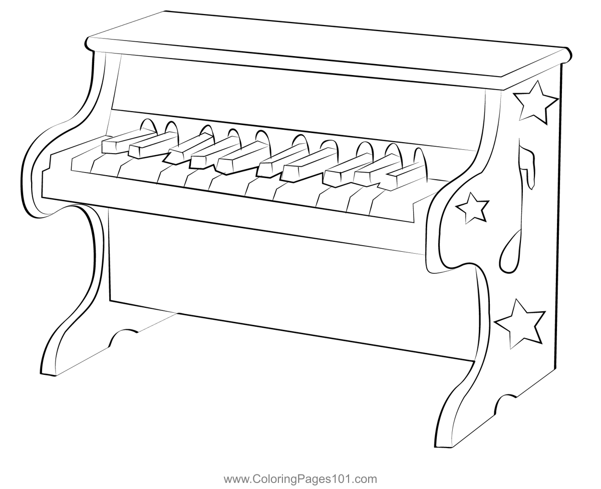 Kids piano coloring page for kids