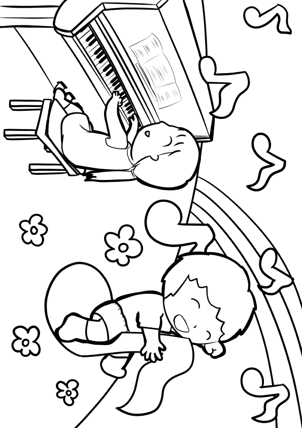 Piano music drawing for coloring page free printable nurieworld