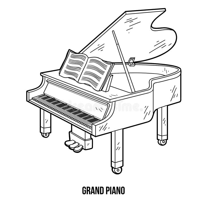 Coloring book musical instruments grand piano stock vector