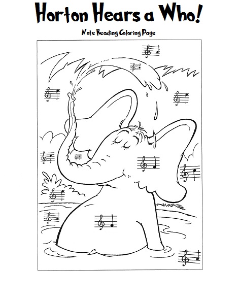 Woods piano studio dr seuss themed treble clef space note coloring page