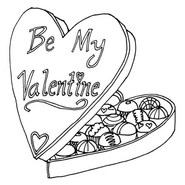 Valentines box of chocolates coloring pages