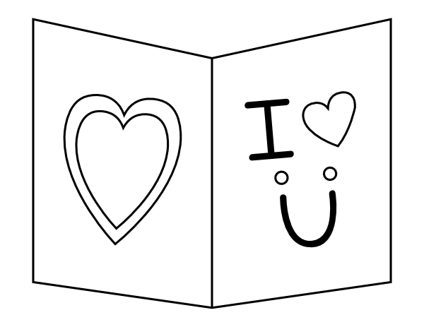 Printable valentine card coloring page