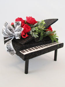 Baby grand piano centerpiece with silk flowers greenery â designs by ginny
