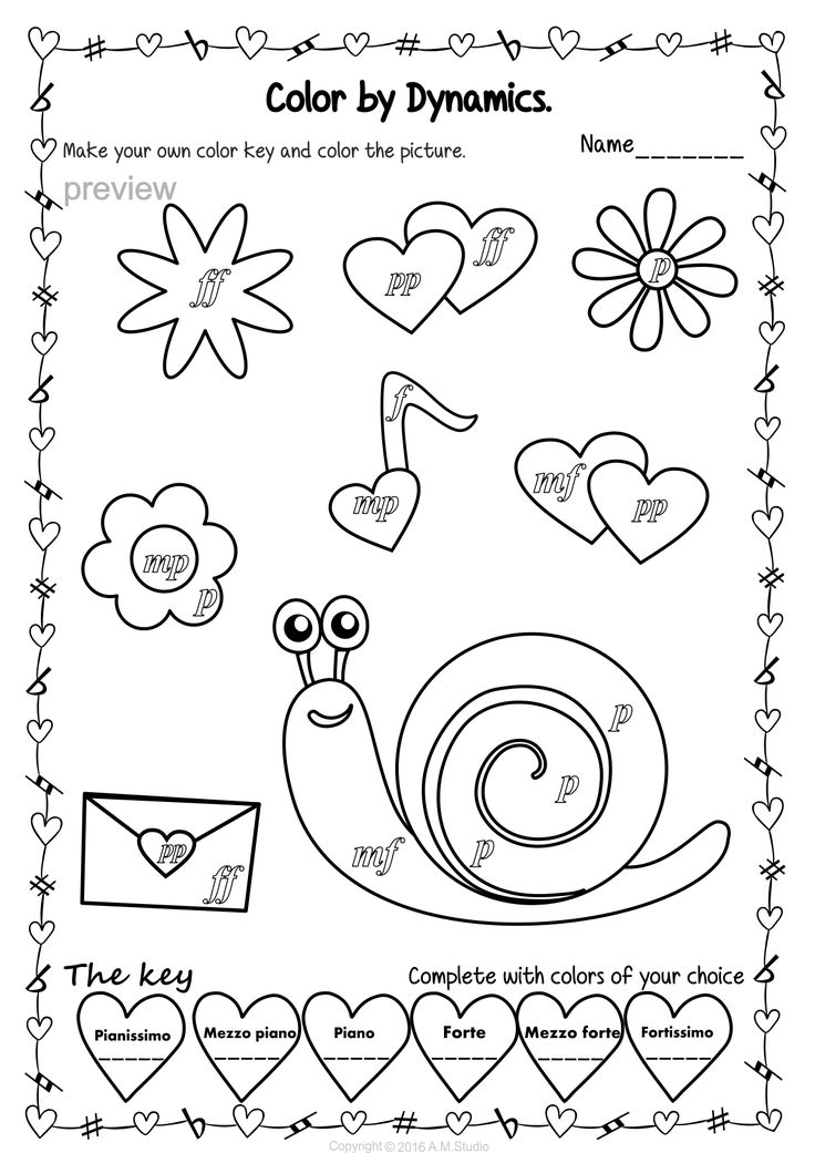 Valentines day music coloring pages color by dynamics music coloring music curriculum music worksheets