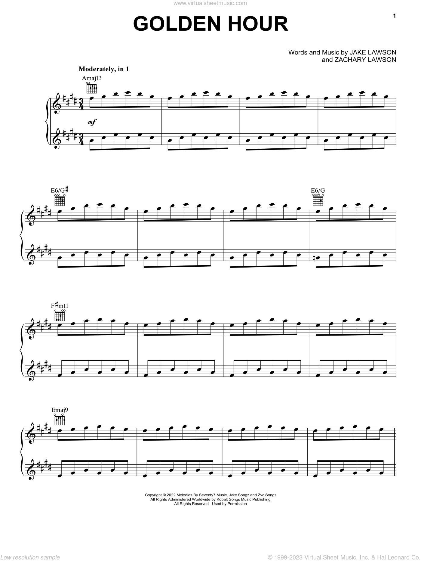Jvke golden hour sheet music for voice piano or guitar pdf