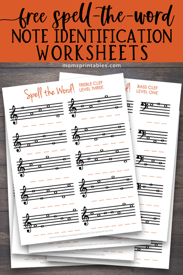 Free note identification worksheets for piano spell a word