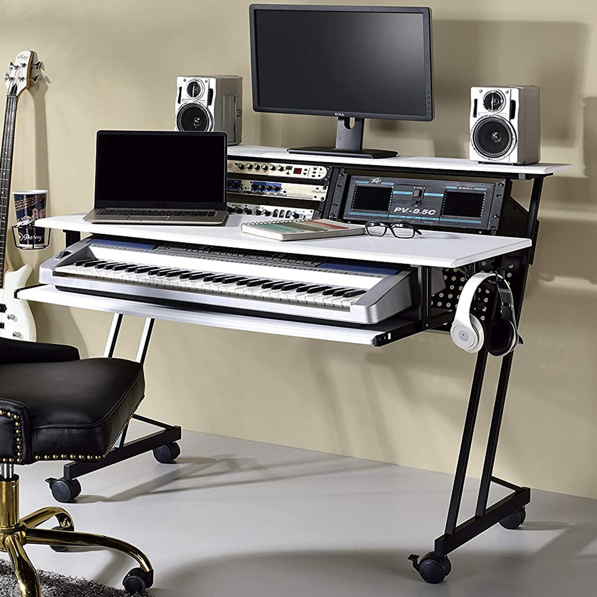 Inbox zero exiquio music studio producer recording piano stand desk unique smart design workstation table carbon fiber texture reviews