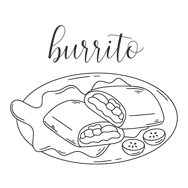 Premium vector mexican traditional dish burrito doodle illustration latinamericanfood