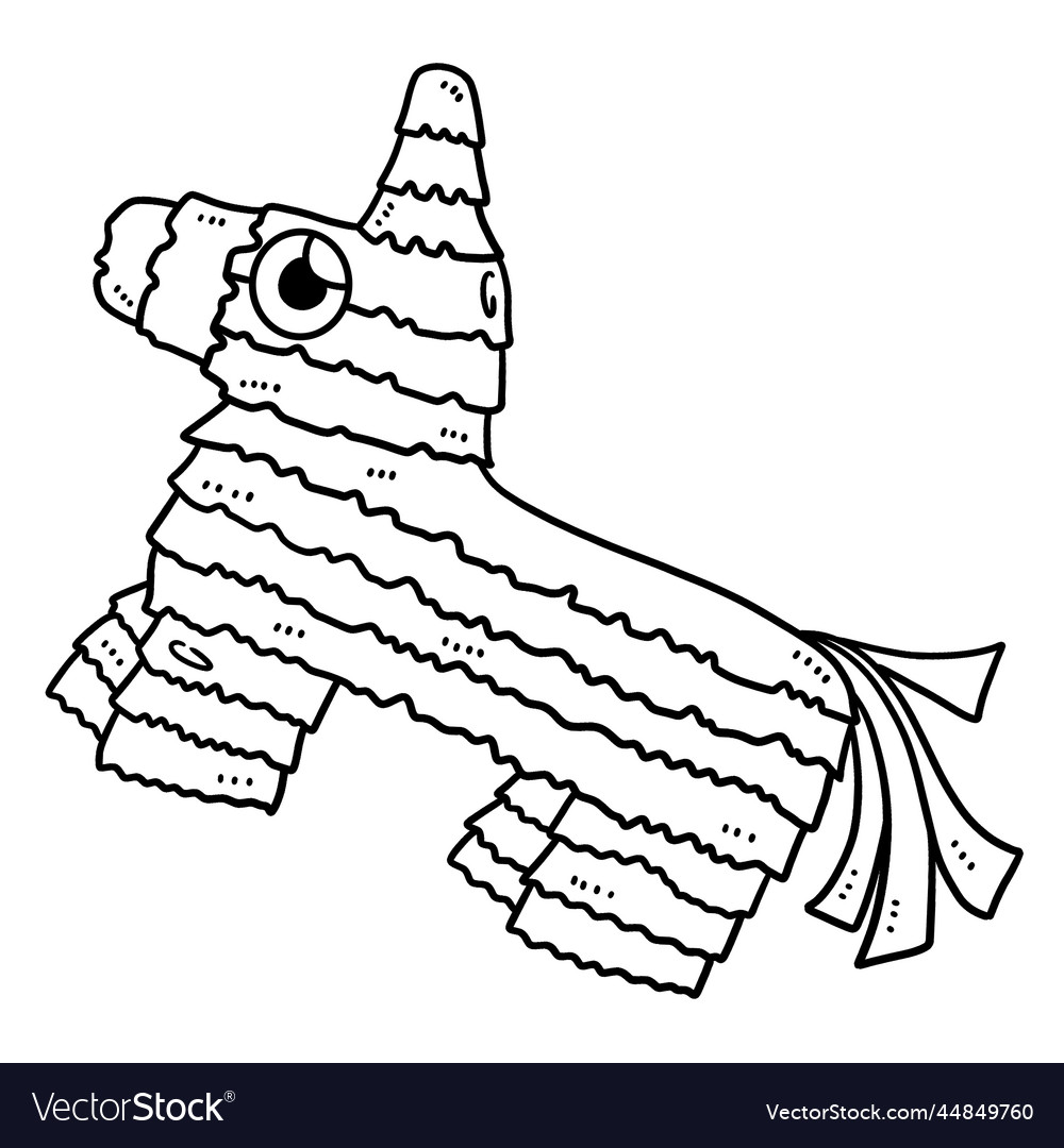 Cinco de mayo burro pinata isolated coloring page vector image