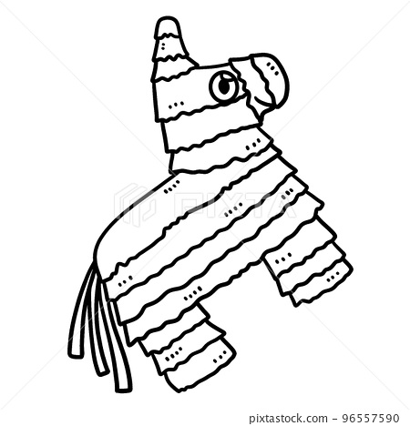 Cinco de mayo burro pinata isolated coloring page