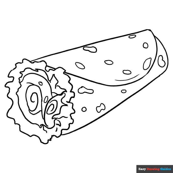 Burrito coloring page easy drawing guides