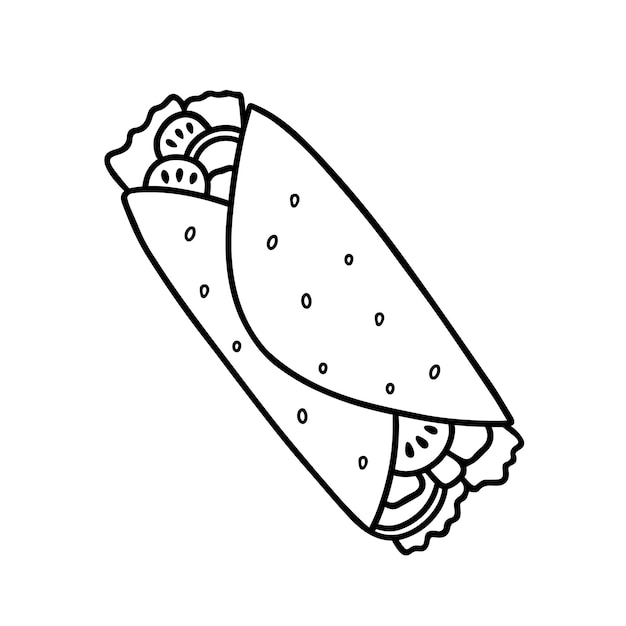 Premium vector burrito doodle mexican food in sketch style