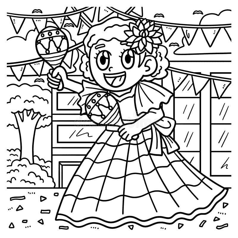 Fiesta coloring page stock illustrations â fiesta coloring page stock illustrations vectors clipart