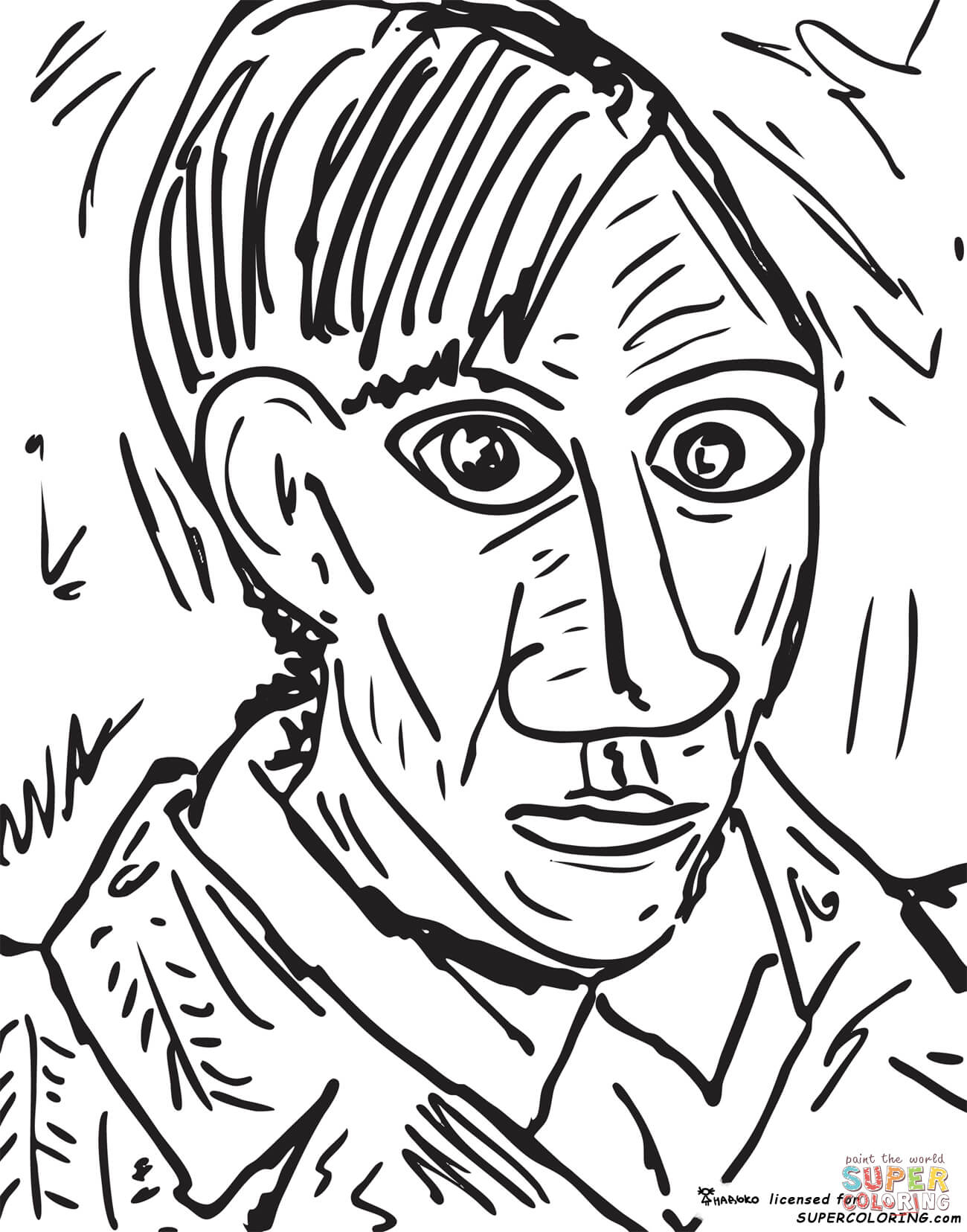 Self portrait by pablo picasso coloring page free printable coloring pages