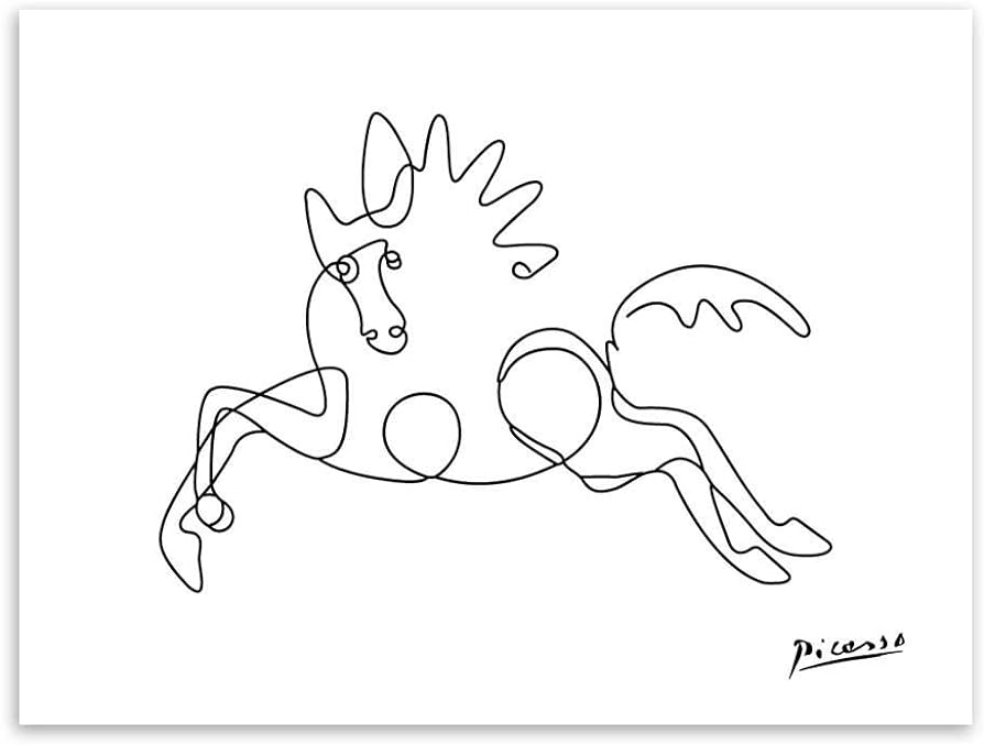 Picasso running horse line drawing poster prints abstract animal canvas painting black white wall art picture living room home der ãcm frameless lkg