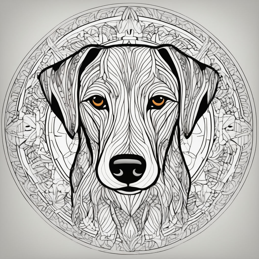 Lines of the dog in doodle art illustration in the style of picasso