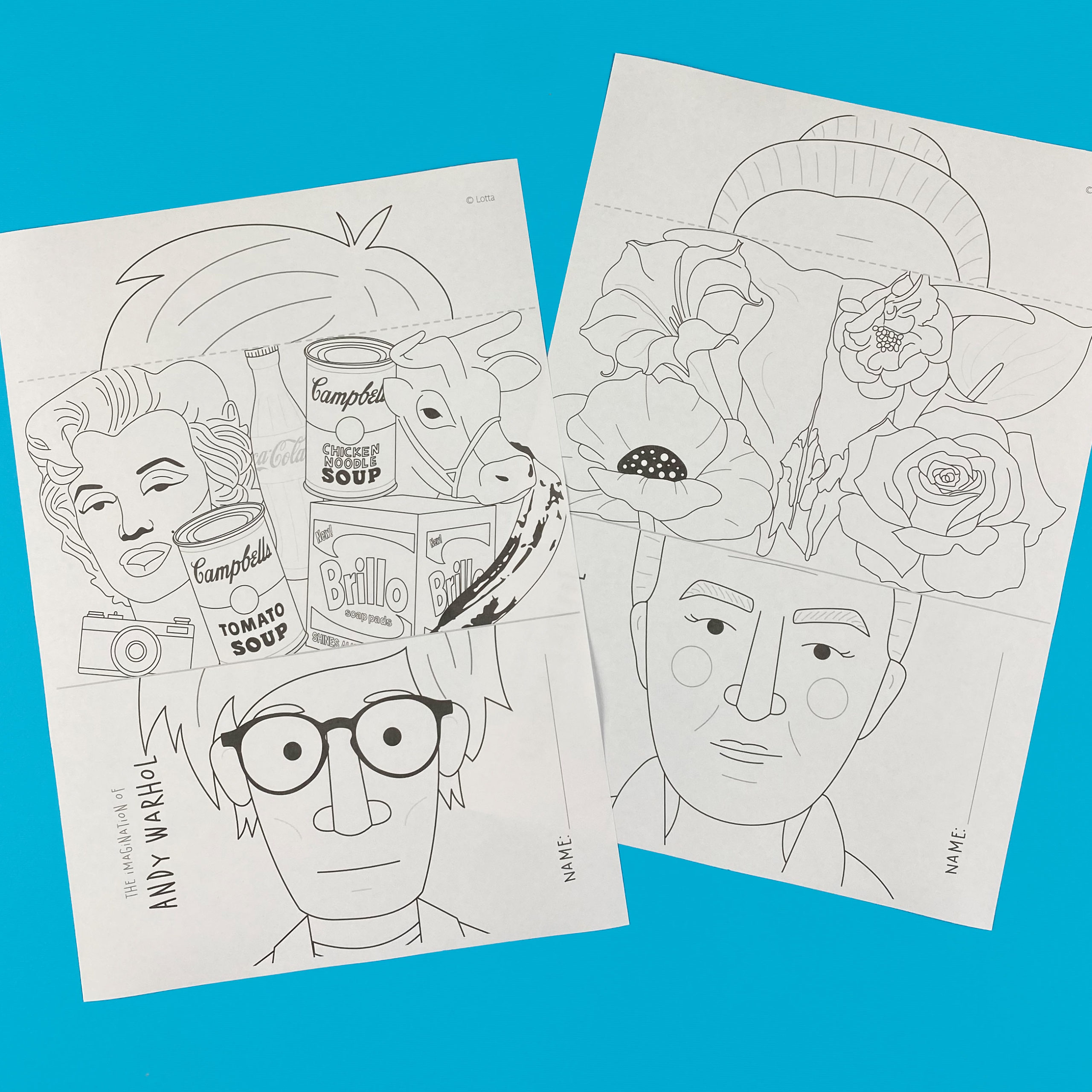 Famous artist imagination colouring activity