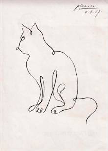 Picasso original pen and ink study of a cat