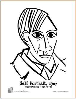 Self portrait picasso free printable coloring page