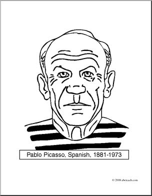 Clip art artists pablo picasso coloring page i
