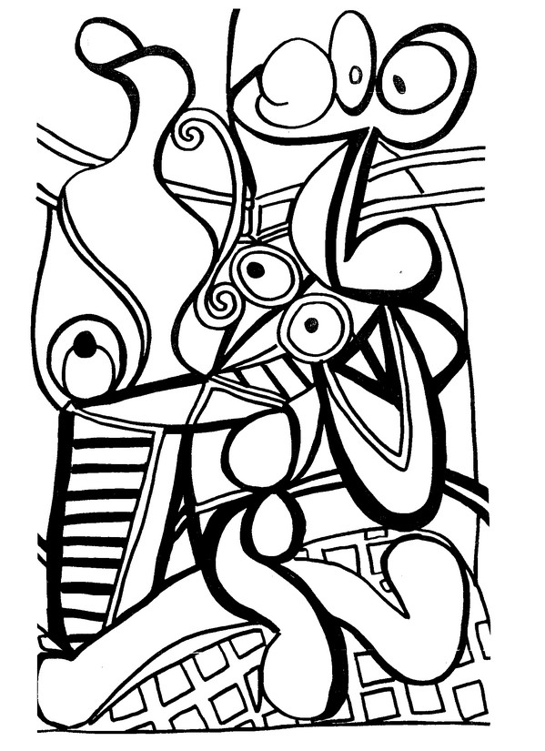 Art therapy coloring page picasso large still life with a pedestal table
