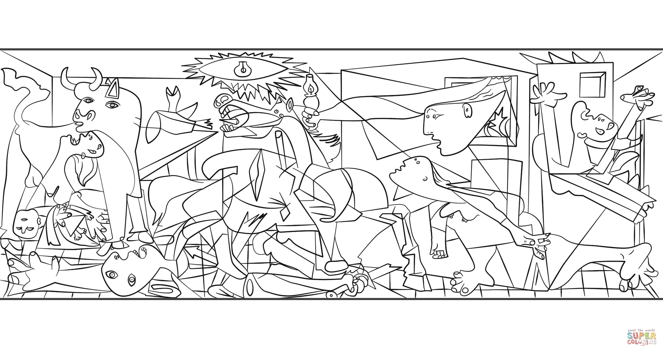 Guernica by pablo picasso coloring page free printable coloring pages