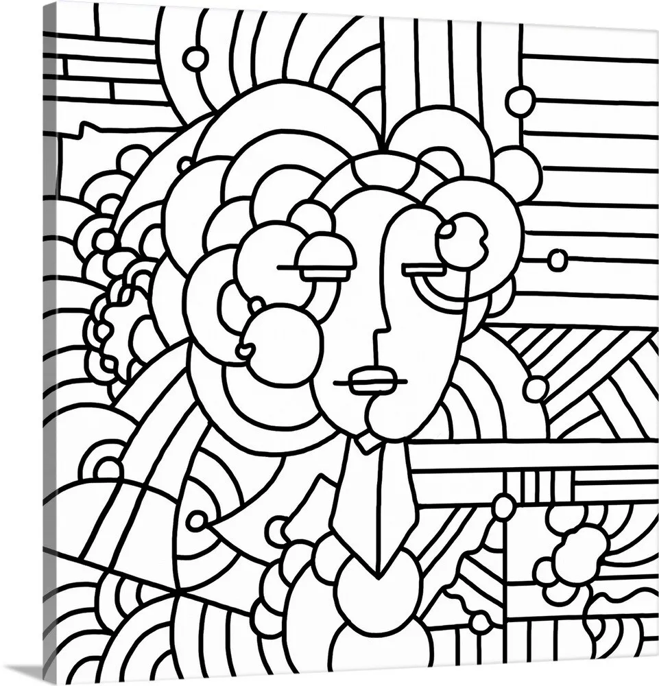 Diy coloring book canvas art entitled art deco face