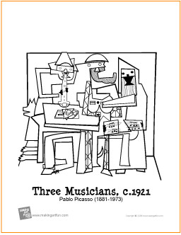 Three musicians free printable coloring page