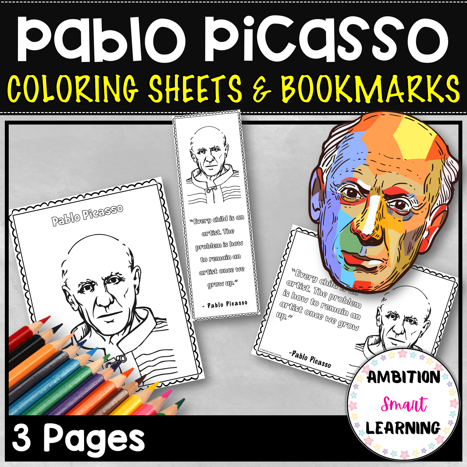 Pablo picasso hispanic heritage month coloring sheets and bookmarks made by teachers