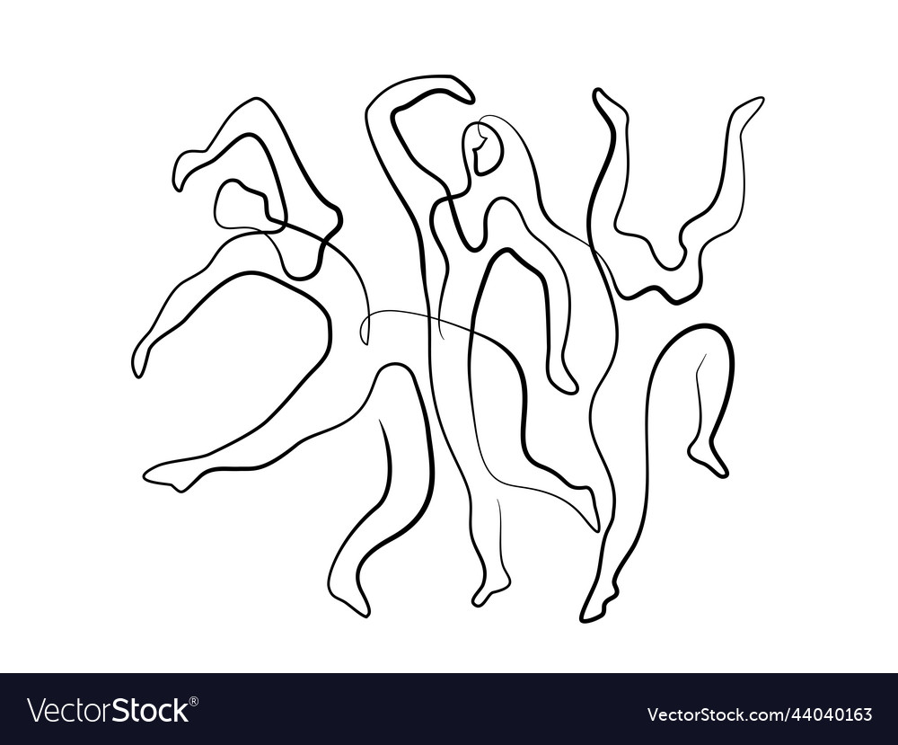 Three dancers based on drawing by picasso black vector image