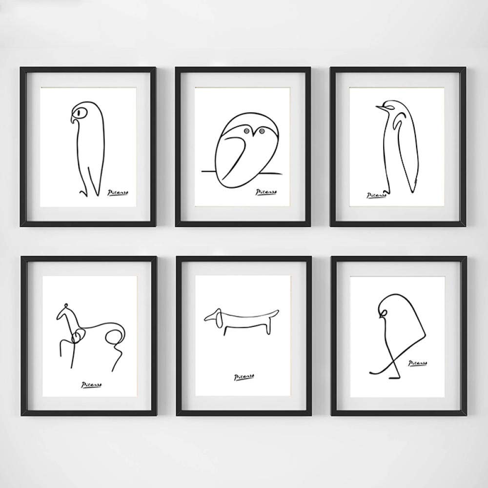 Picasso minimalist line drawing animals posters black white wall art prints canvas painting for living room wall picture home der xcmx no frame home kitchen